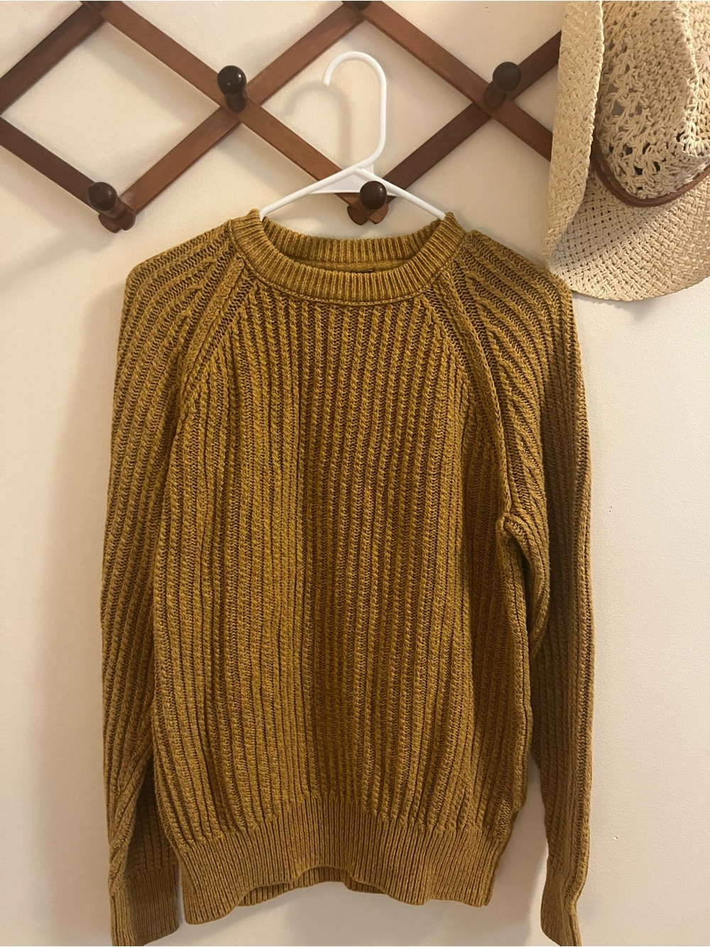 H&M Ribbed Crewneck Sweater in Mustard Yellow